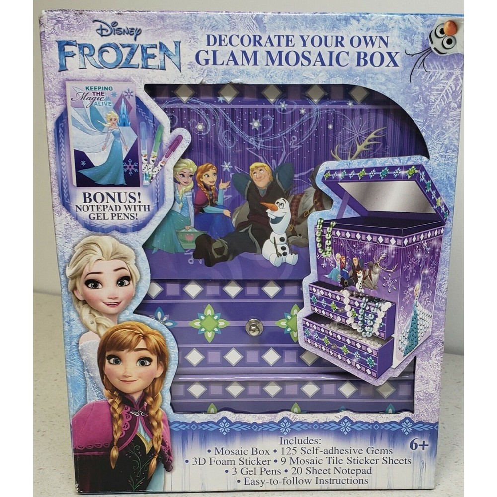 Decorate Your Own Glam Mosaic Jewelry Box Disney Frozen NEW Stickers 3D Notepad